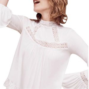 Anthropologie Eri + Ali white lace top